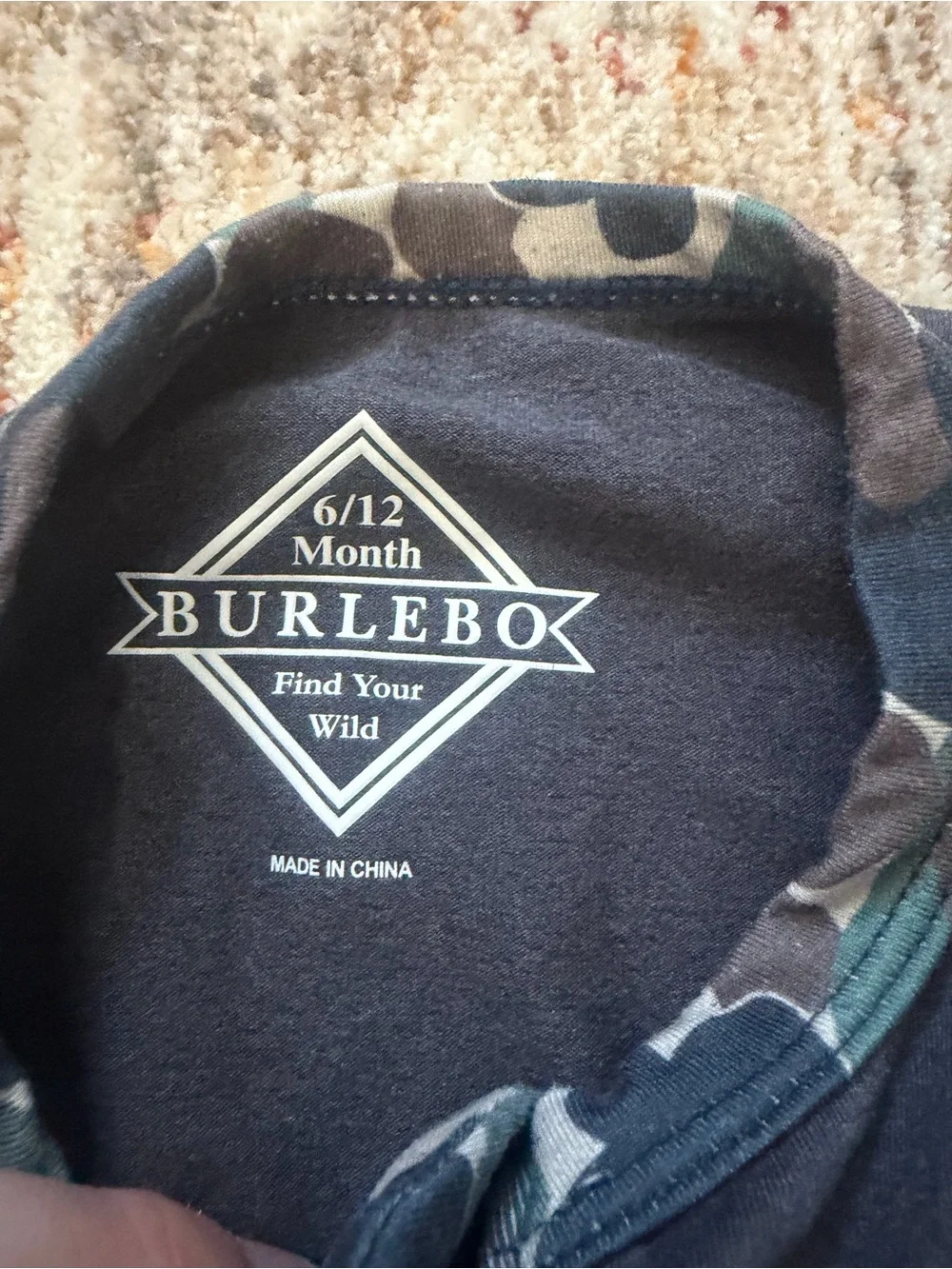 BURLEBO  One-Piece Footie with Camouflage Trim
